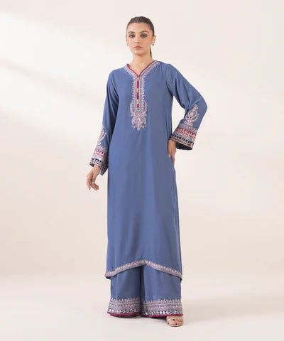 2 Piece - Embroidered Velvet Suit