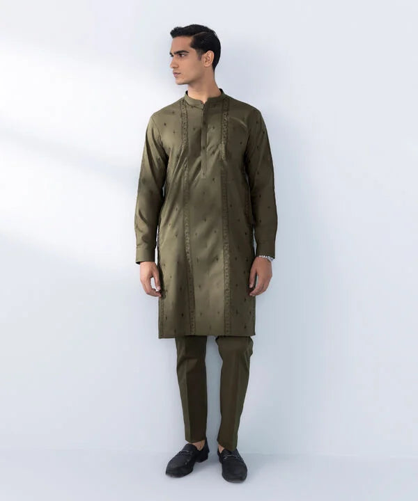 Schiffli Embroidered Cotton Suit - Regular Fit