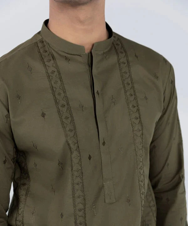 Schiffli Embroidered Cotton Suit - Regular Fit