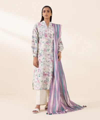 3 Piece - Printed Light Khaddar Suit