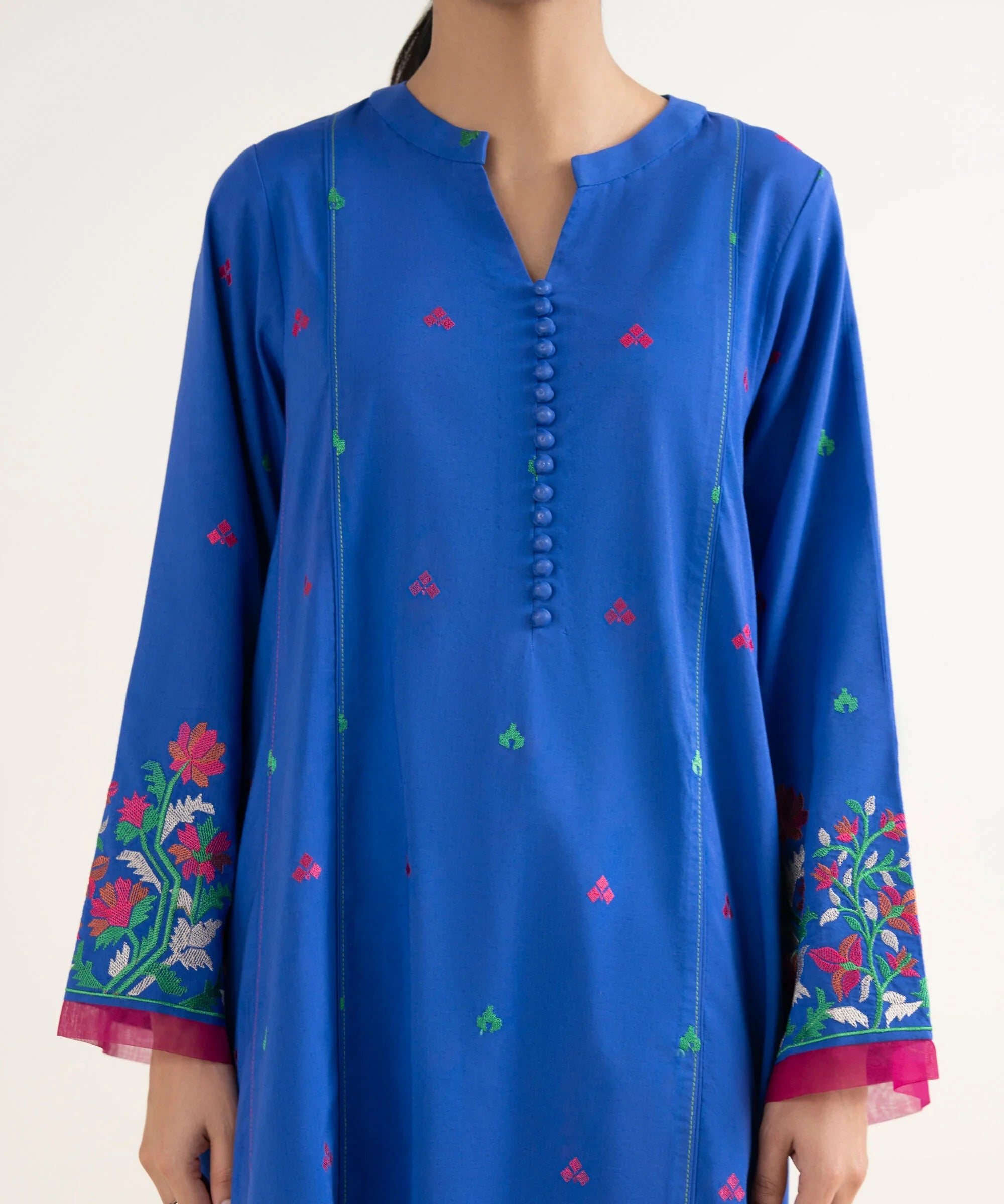 3 Piece - Embroidered Cotton Viscose Suit