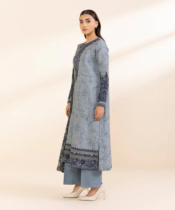 3 Piece - Embroidered Light Khaddar Suit