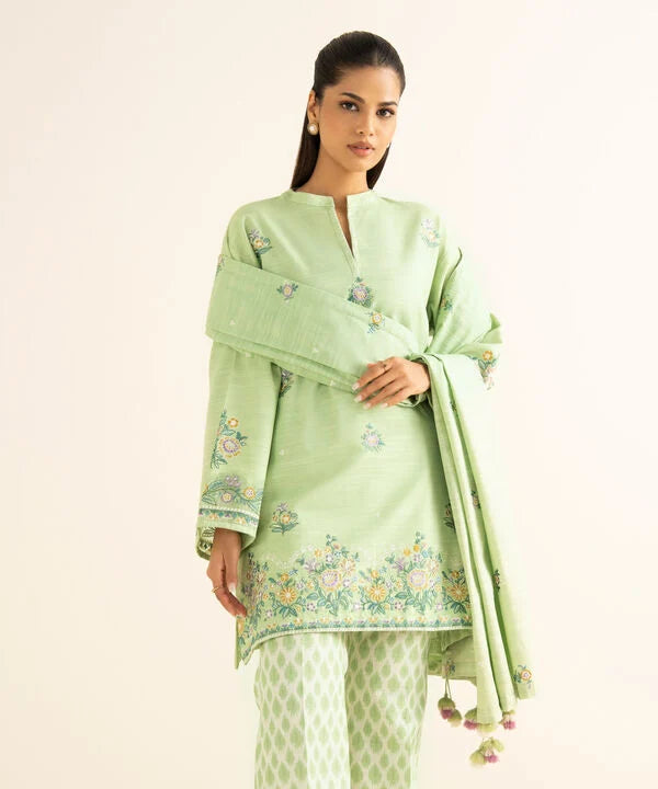 3 Piece - Embroidered Cotton Suit