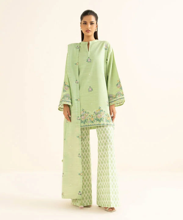 3 Piece - Embroidered Cotton Suit