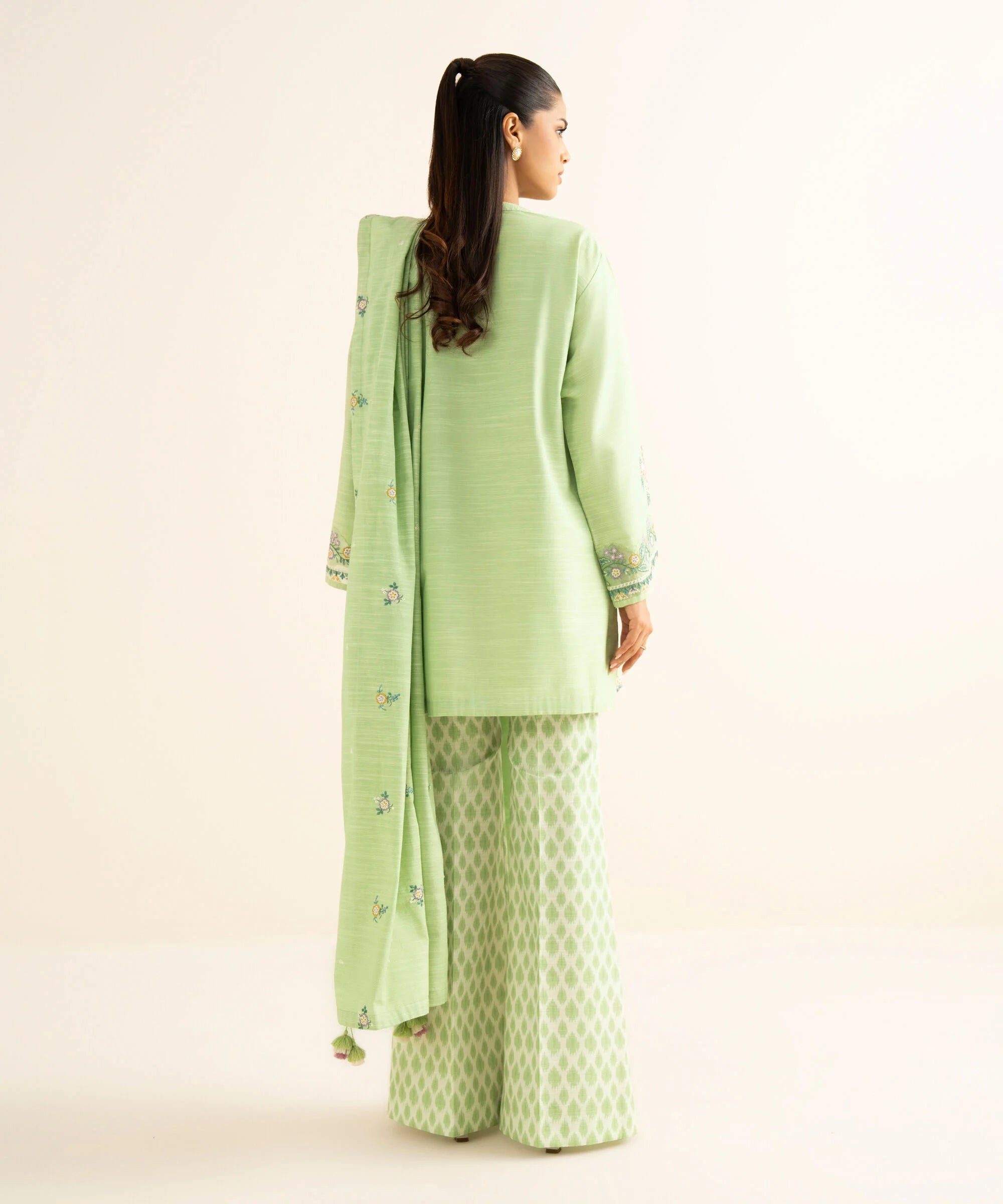 3 Piece - Embroidered Cotton Suit