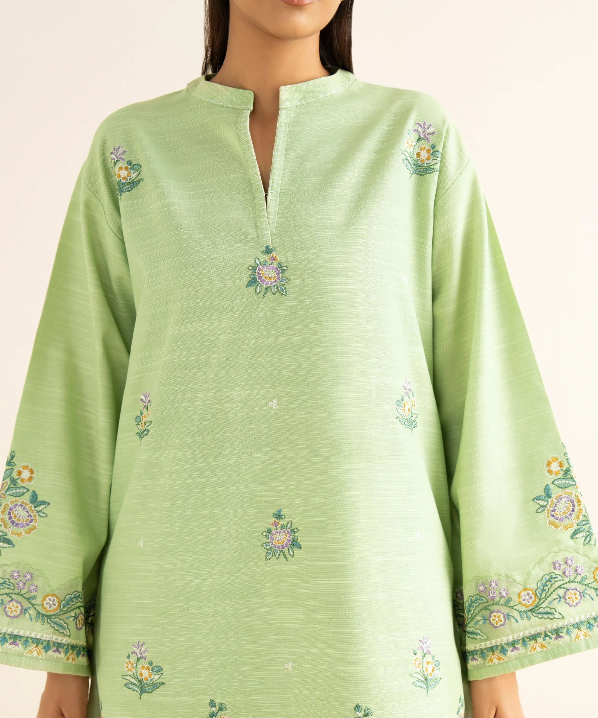 3 Piece - Embroidered Cotton Suit