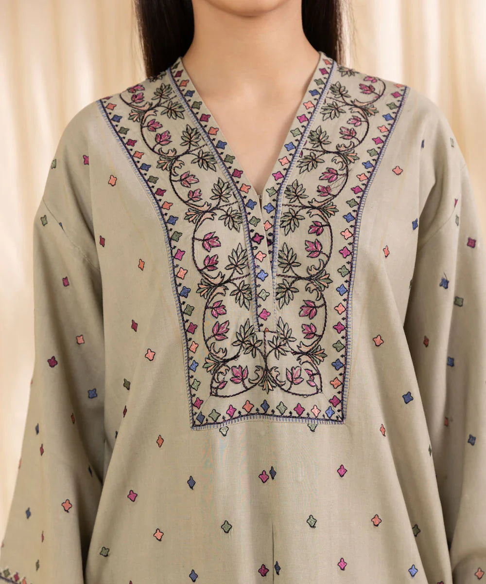 3 Piece - Embroidered Linen Suit