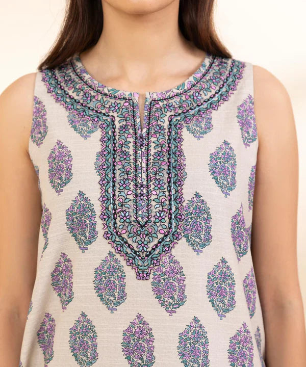 2 Piece - Embroidered Light Khaddar Suit