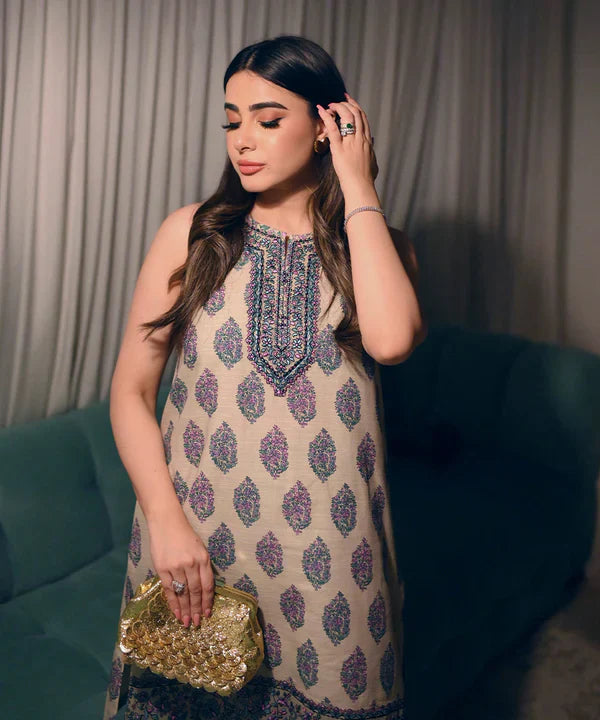 2 Piece - Embroidered Light Khaddar Suit