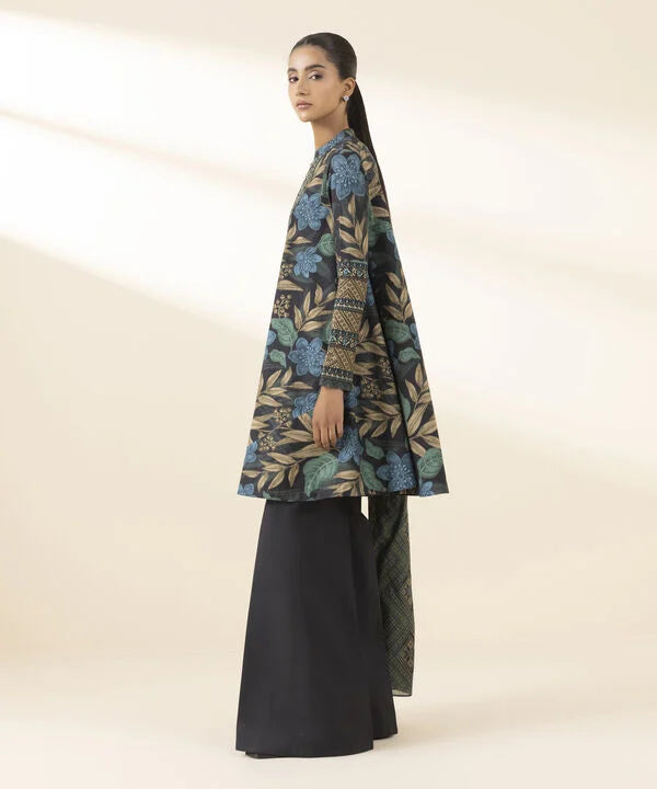 2 Piece - Embroidered Cotton Suit