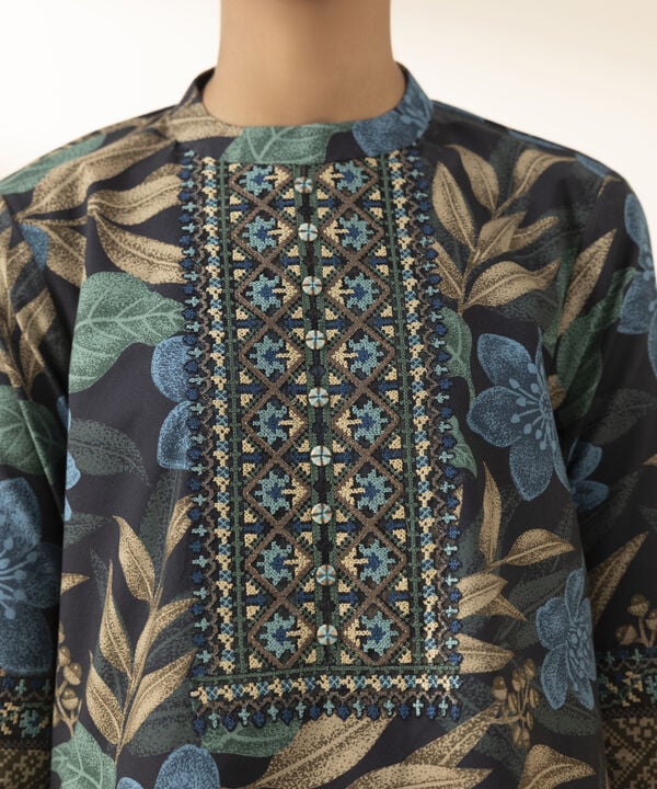 2 Piece - Embroidered Cotton Suit