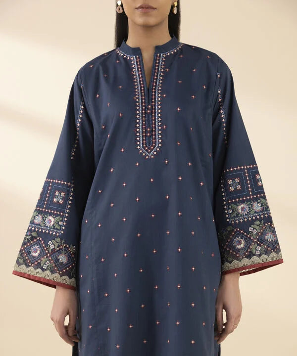 2 Piece - Embroidered Crosshatch Suit