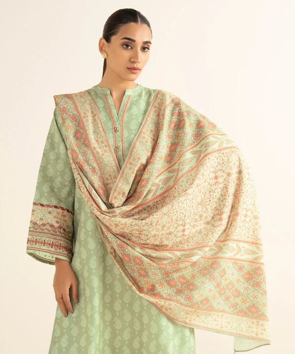 2 Piece - Embroidered Light Khaddar Suit