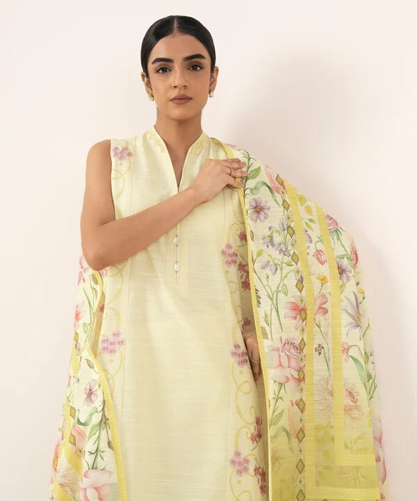 2 Piece - Embroidered Khaddar Suit