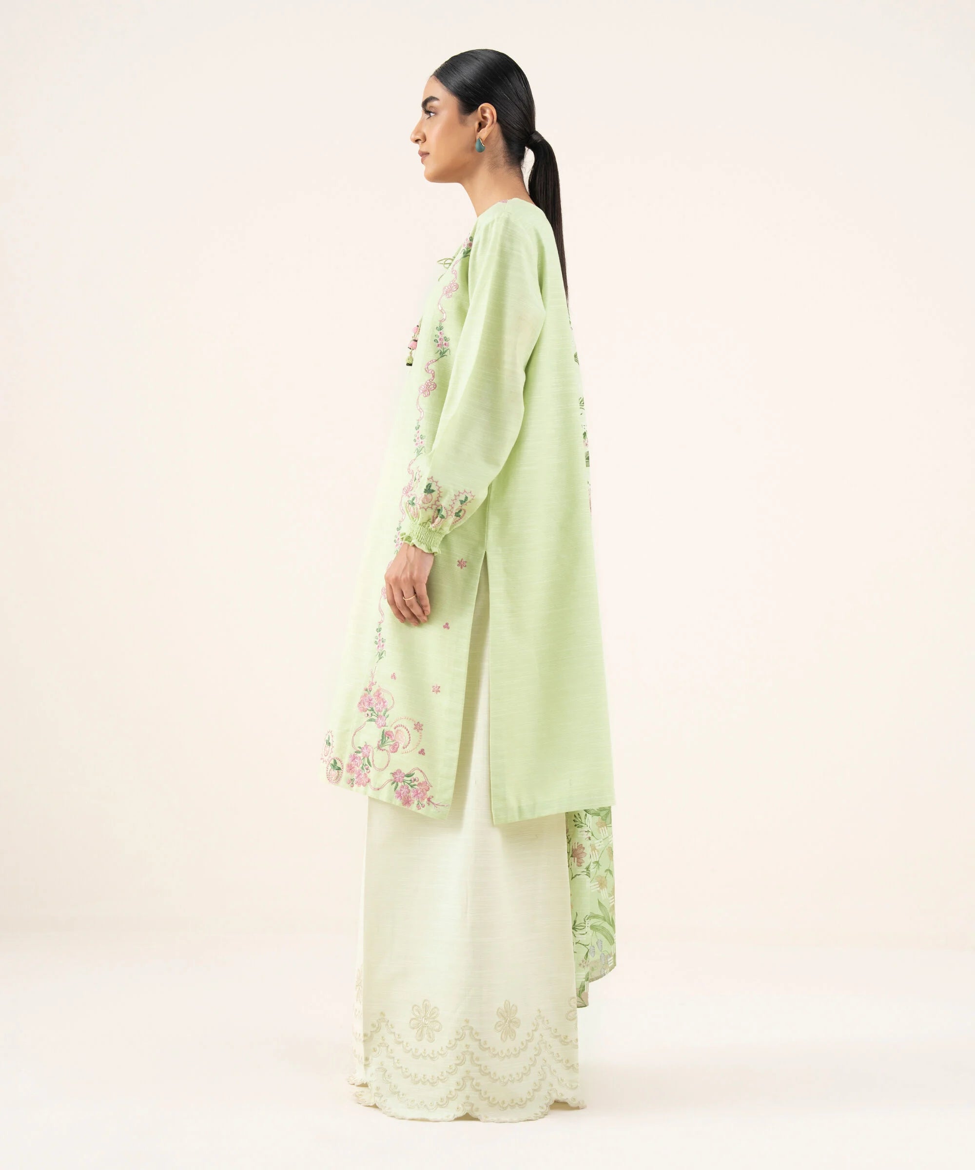 2 Piece - Embroidered Khaddar Suit