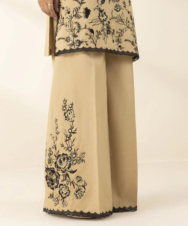 3 Piece - Embroidered Raw Silk Suit