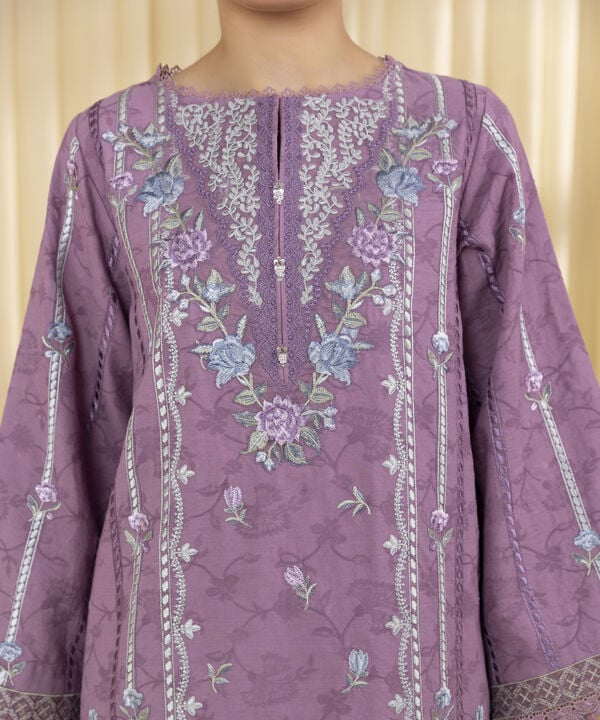 3 Piece - Embroidered Cotton Jacquard Suit