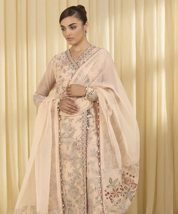 3 Piece - Embroidered Organza Suit