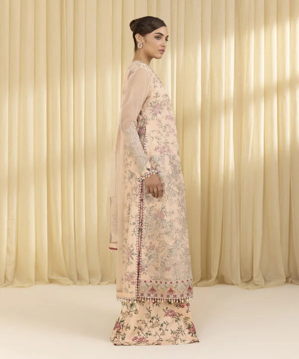 3 Piece - Embroidered Organza Suit