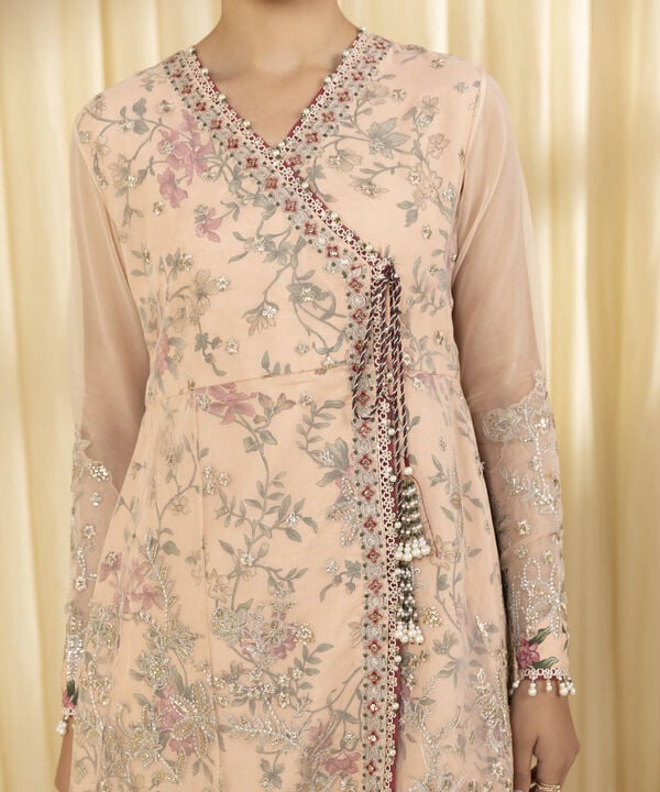 3 Piece - Embroidered Organza Suit