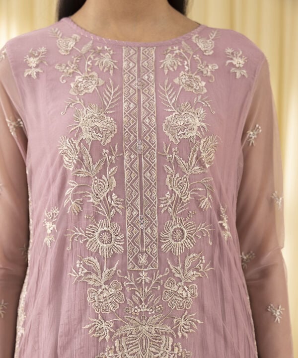 3 Piece - Embroidered Net Suit