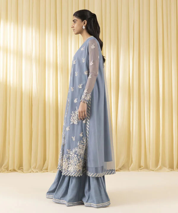 3 Piece - Embroidered Net Suit