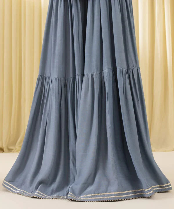 3 Piece - Embroidered Net Suit