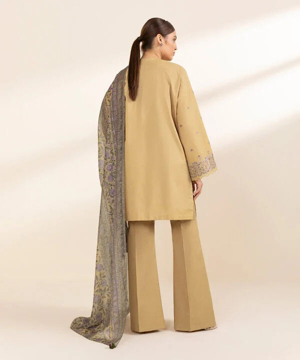 3 Piece - Embroidered Crosshatch Suit