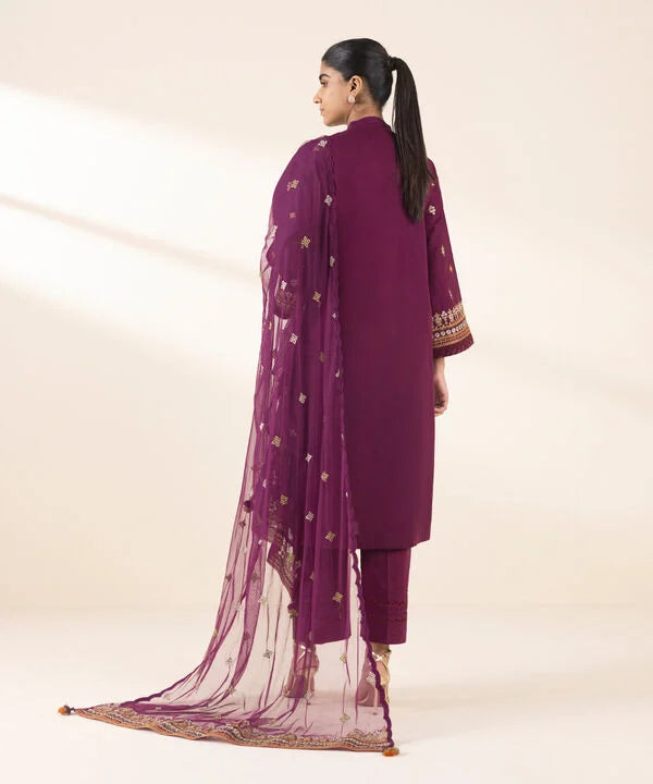 3 Piece - Embroidered Crosshatch Suit