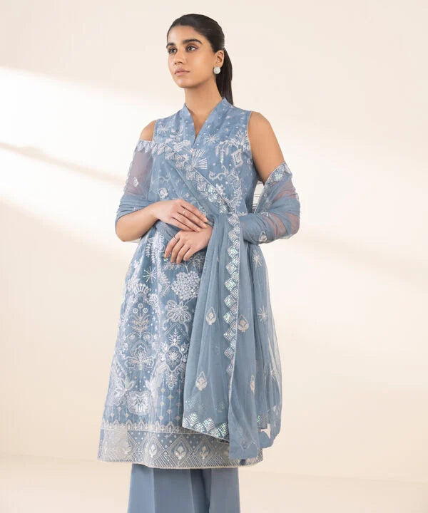 3 Piece - Embroidered Cotton Jacquard Suit