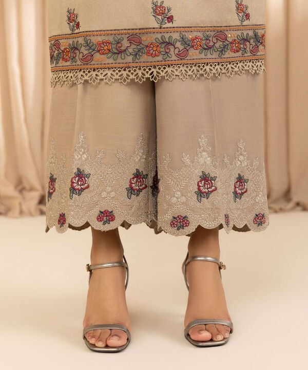 3 Piece - Embroidered Cotton Net Suit