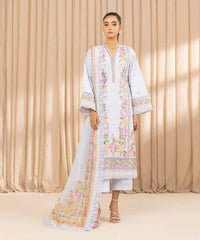 3 Piece - Embroidered Cotton Net Suit