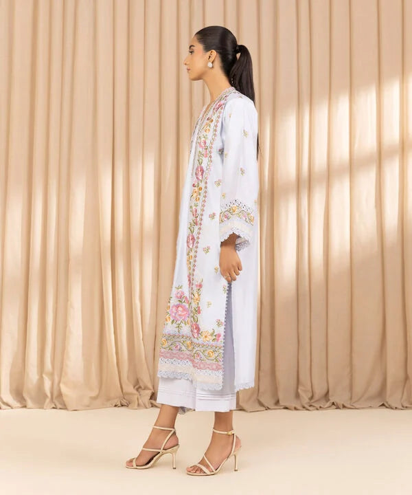 3 Piece - Embroidered Cotton Net Suit