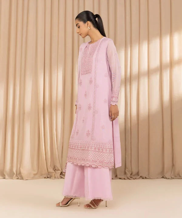 3 Piece - Embroidered Net Suit
