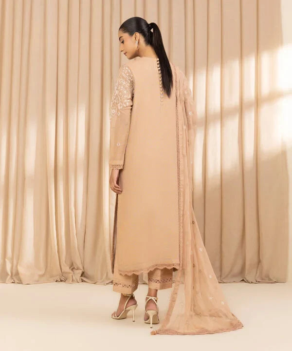 3 Piece - Embroidered Net Suit