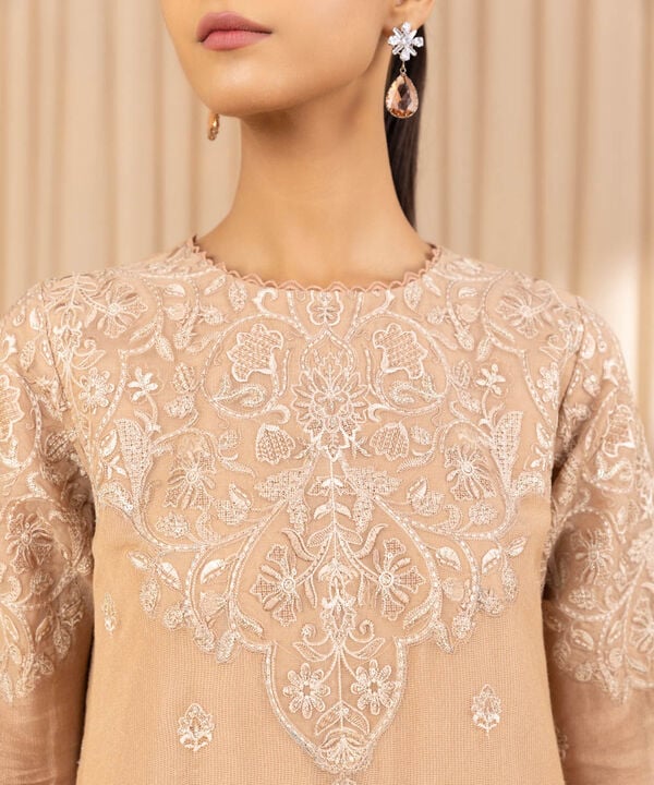 3 Piece - Embroidered Net Suit