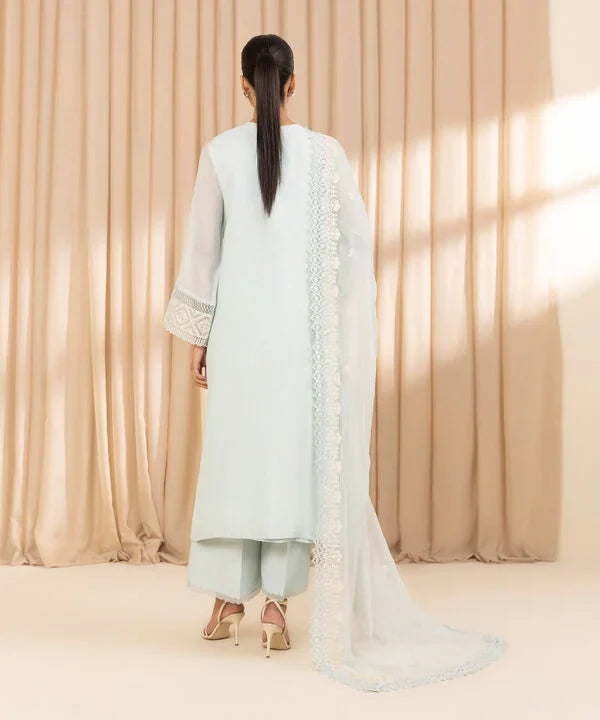 3 Piece - Embroidered Net Suit