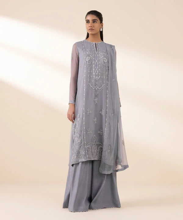3 Piece - Embroidered Chiffon Suit