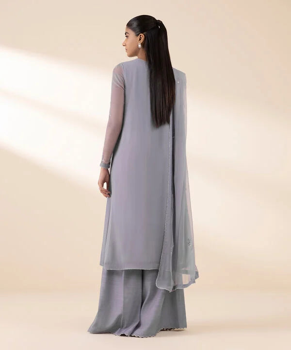 3 Piece - Embroidered Chiffon Suit