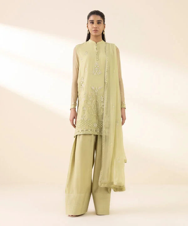 3 Piece - Embroidered Chiffon Suit