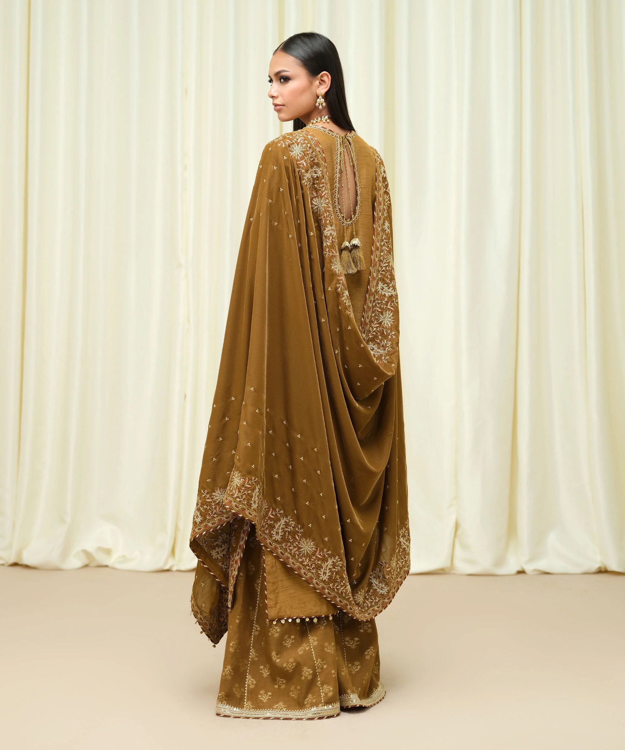 3 Piece - Embroidered Raw Silk Suit