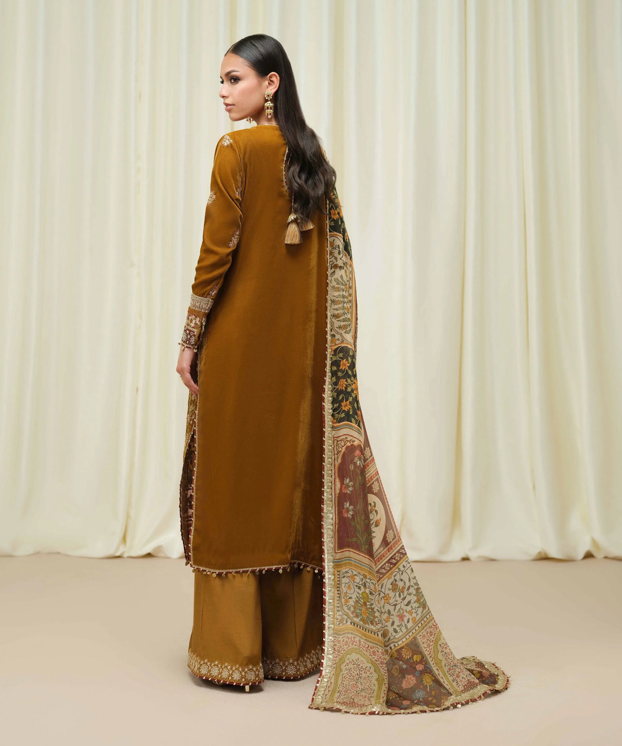 3 Piece - Embroidered Velvet Suit