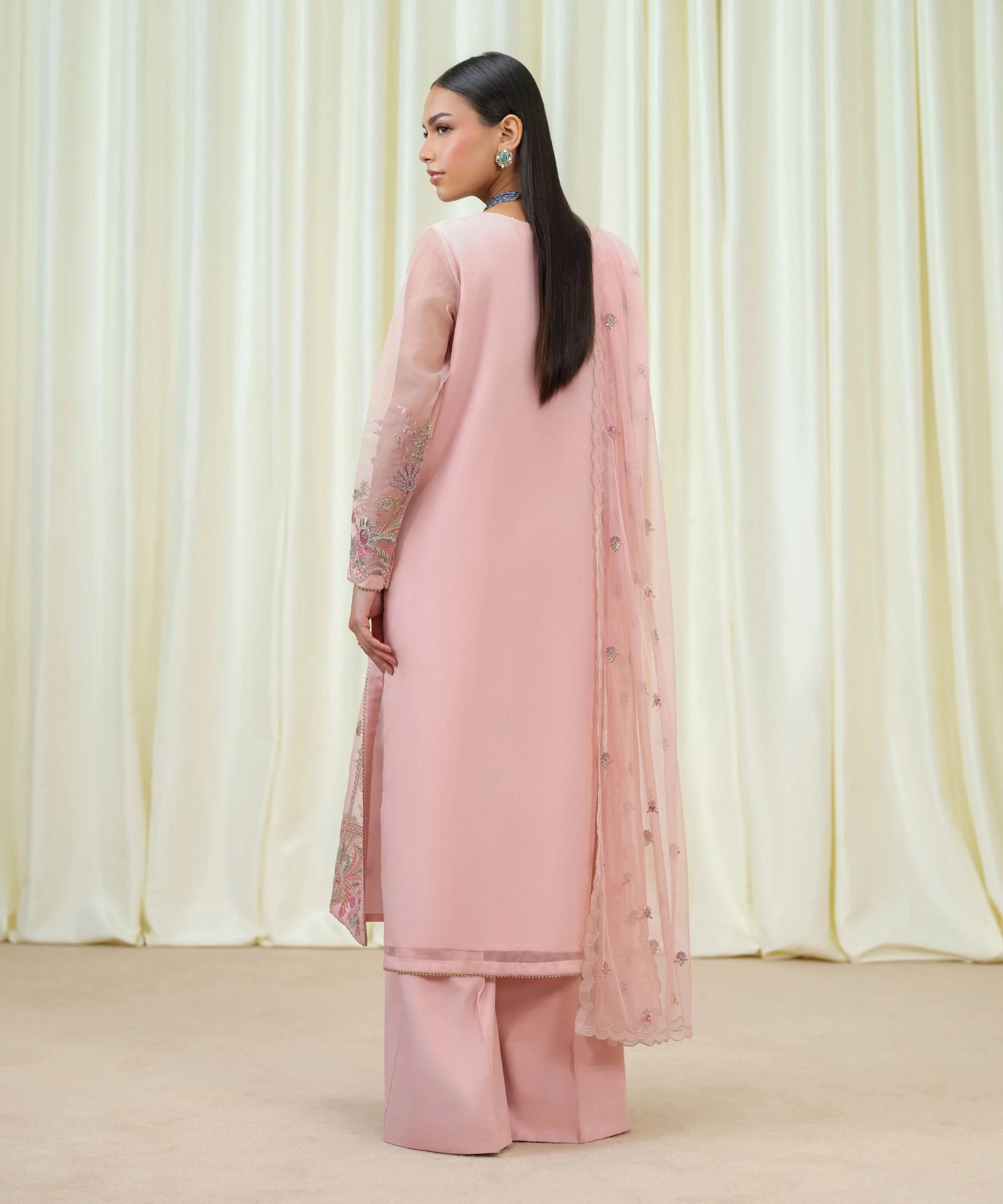 3 Piece - Embroidered Organza Suit