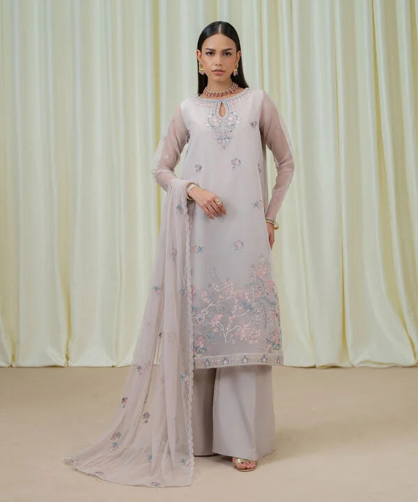 3 Piece - Embroidered Organza Suit