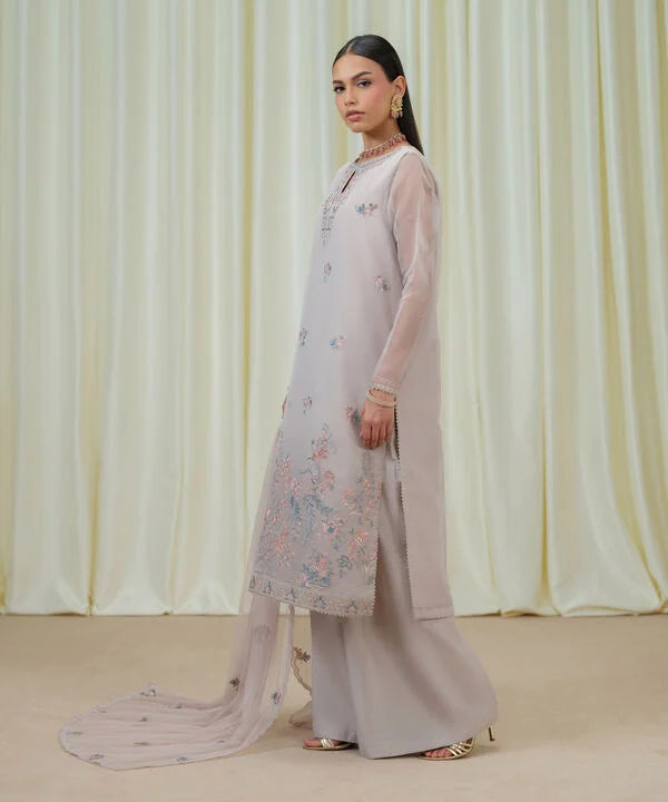 3 Piece - Embroidered Organza Suit