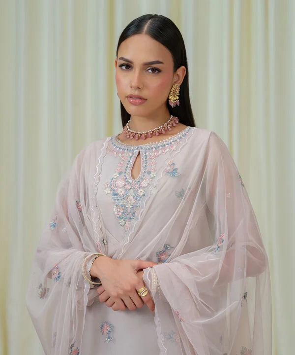 3 Piece - Embroidered Organza Suit