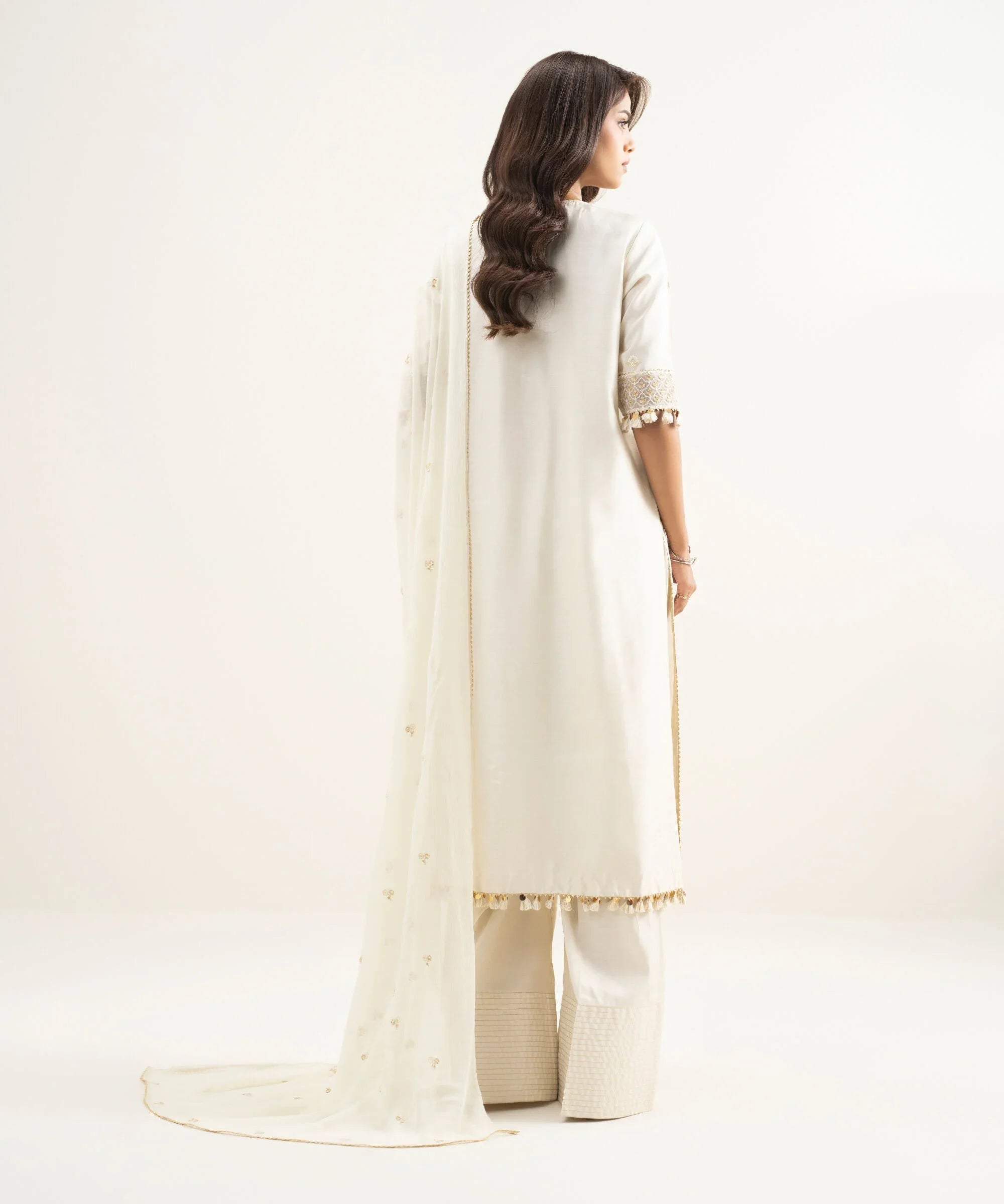3 Piece - Embroidered Raw Silk Suit