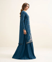 3 Piece - Embroidered Raw Silk Suit
