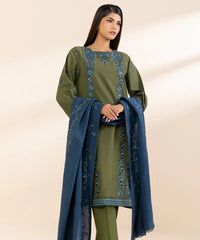 3 Piece - Embroidered Dobby Suit