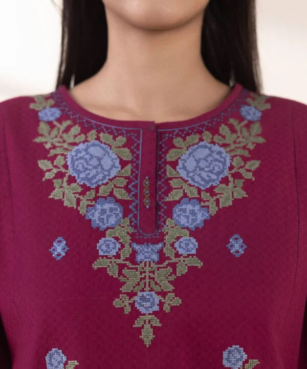 3 Piece - Embroidered Dobby Suit